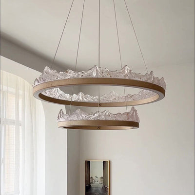 Traditional French Circular Iceberg-Shaped Aluminum Resin Carbon Steel LED Chandelier For Living Room
