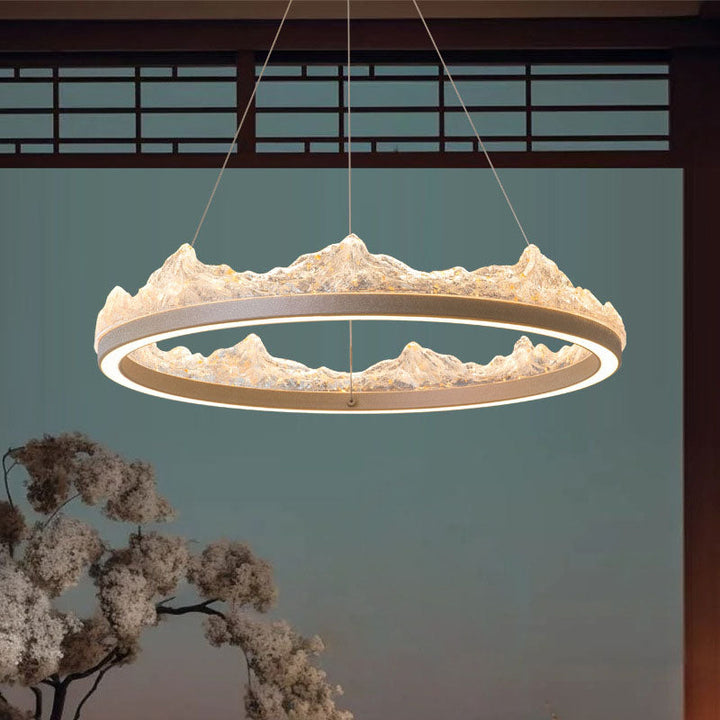 Traditional French Circular Iceberg-Shaped Aluminum Resin Carbon Steel LED Chandelier For Living Room