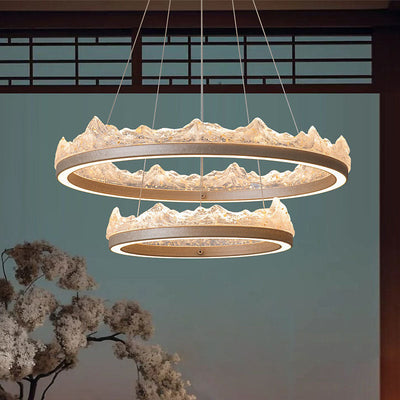 Traditional French Circular Iceberg-Shaped Aluminum Resin Carbon Steel LED Chandelier For Living Room