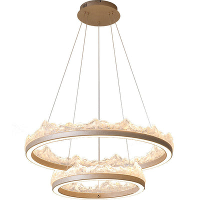 Traditional French Circular Iceberg-Shaped Aluminum Resin Carbon Steel LED Chandelier For Living Room