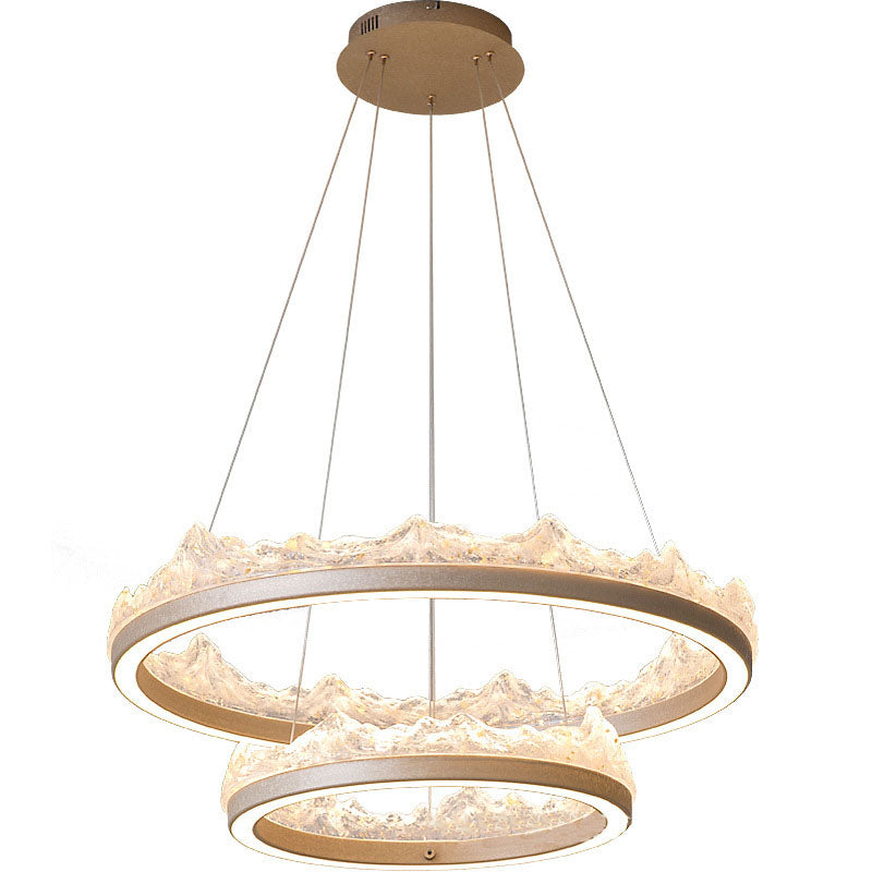 Traditional French Circular Iceberg-Shaped Aluminum Resin Carbon Steel LED Chandelier For Living Room