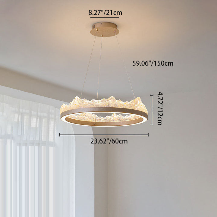 Traditional French Circular Iceberg-Shaped Aluminum Resin Carbon Steel LED Chandelier For Living Room