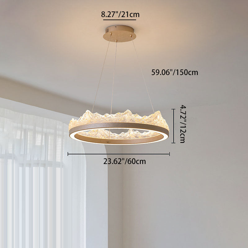 Traditional French Circular Iceberg-Shaped Aluminum Resin Carbon Steel LED Chandelier For Living Room