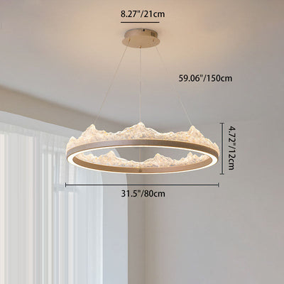 Traditional French Circular Iceberg-Shaped Aluminum Resin Carbon Steel LED Chandelier For Living Room