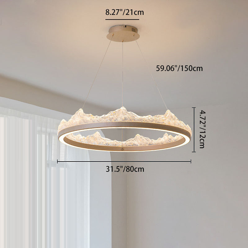 Traditional French Circular Iceberg-Shaped Aluminum Resin Carbon Steel LED Chandelier For Living Room