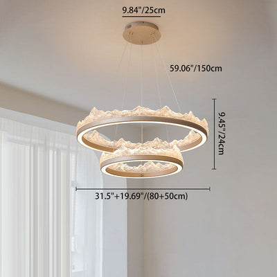 Traditional French Circular Iceberg-Shaped Aluminum Resin Carbon Steel LED Chandelier For Living Room