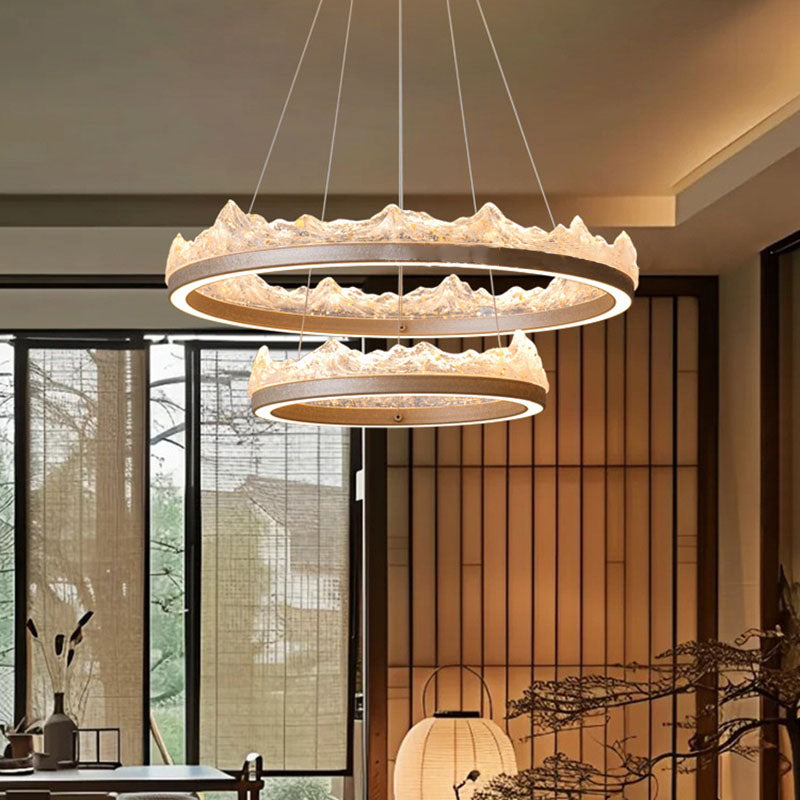 Traditional French Circular Iceberg-Shaped Aluminum Resin Carbon Steel LED Chandelier For Living Room