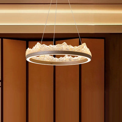 Traditional French Circular Iceberg-Shaped Aluminum Resin Carbon Steel LED Chandelier For Living Room