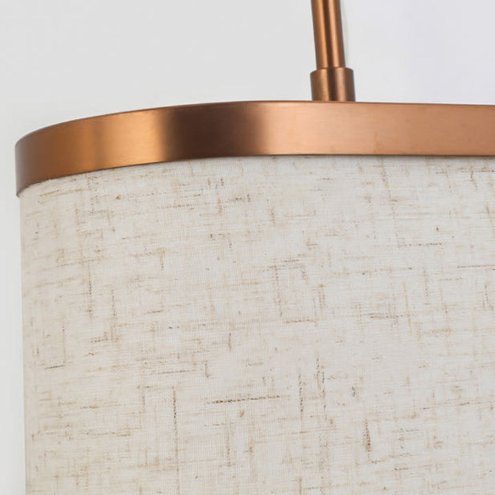 Traditional Vintage Long Pole Cylindrical Stainless Steel Acrylic Linen 1-Light Wall Sconce Lamp For Bedroom