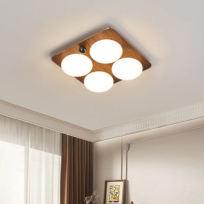 Modern Minimalist Square Round Iron PC LED Flush Mount Ceiling Light For Bedroom