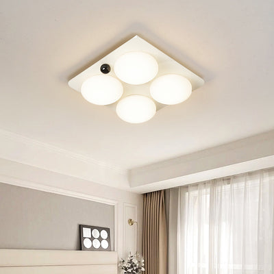 Modern Minimalist Square Round Iron PC LED Flush Mount Ceiling Light For Bedroom