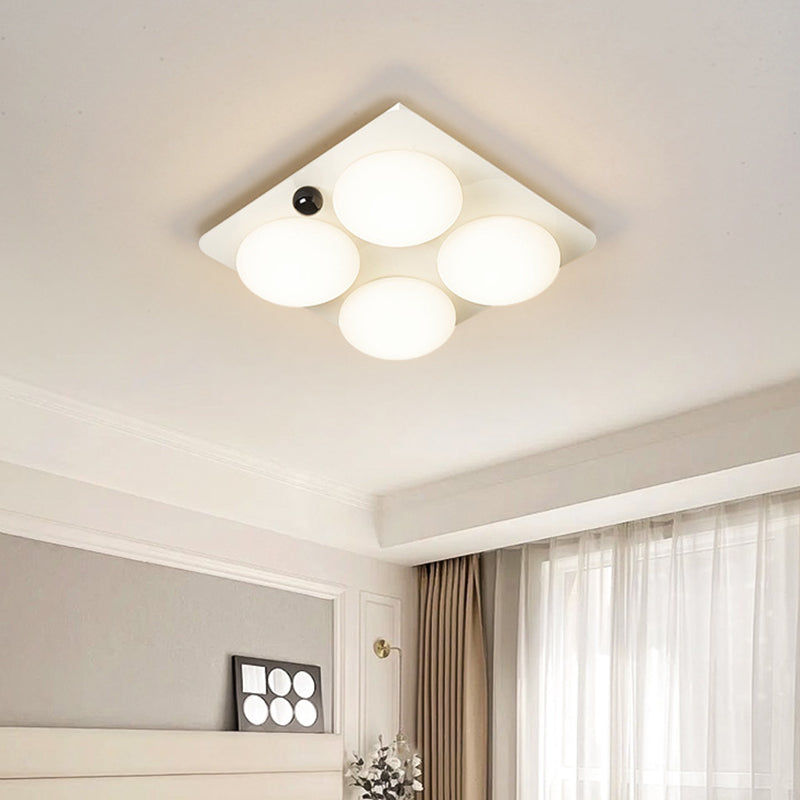 Modern Minimalist Square Round Iron PC LED Flush Mount Ceiling Light For Bedroom
