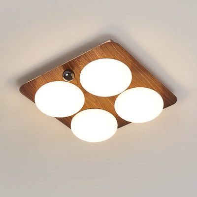 Modern Minimalist Square Round Iron PC LED Flush Mount Ceiling Light For Bedroom
