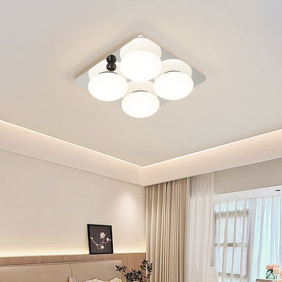 Modern Minimalist Square Round Iron PC LED Flush Mount Ceiling Light For Bedroom