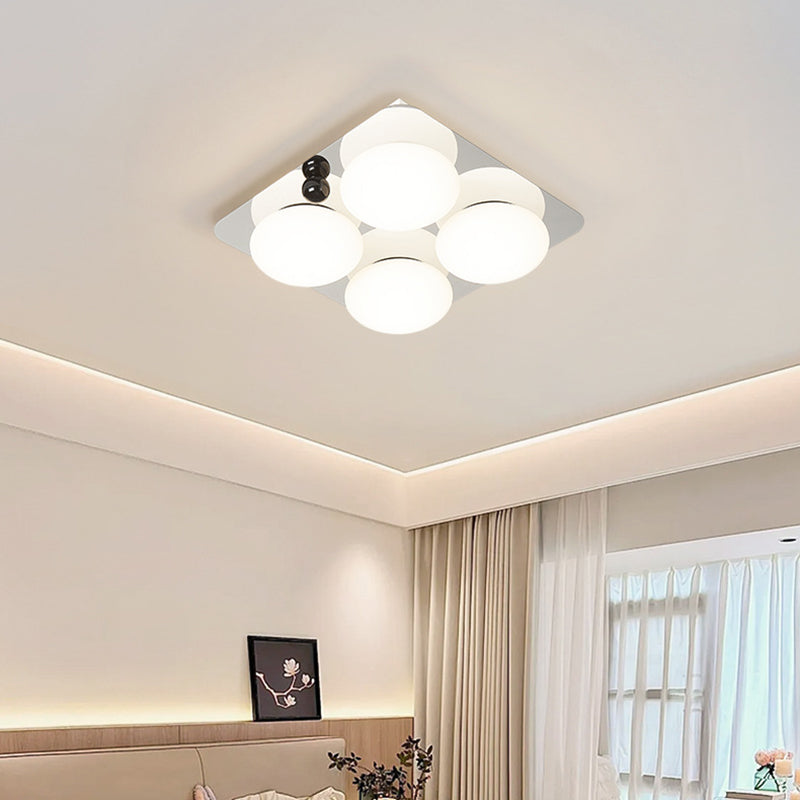 Modern Minimalist Square Round Iron PC LED Flush Mount Ceiling Light For Bedroom