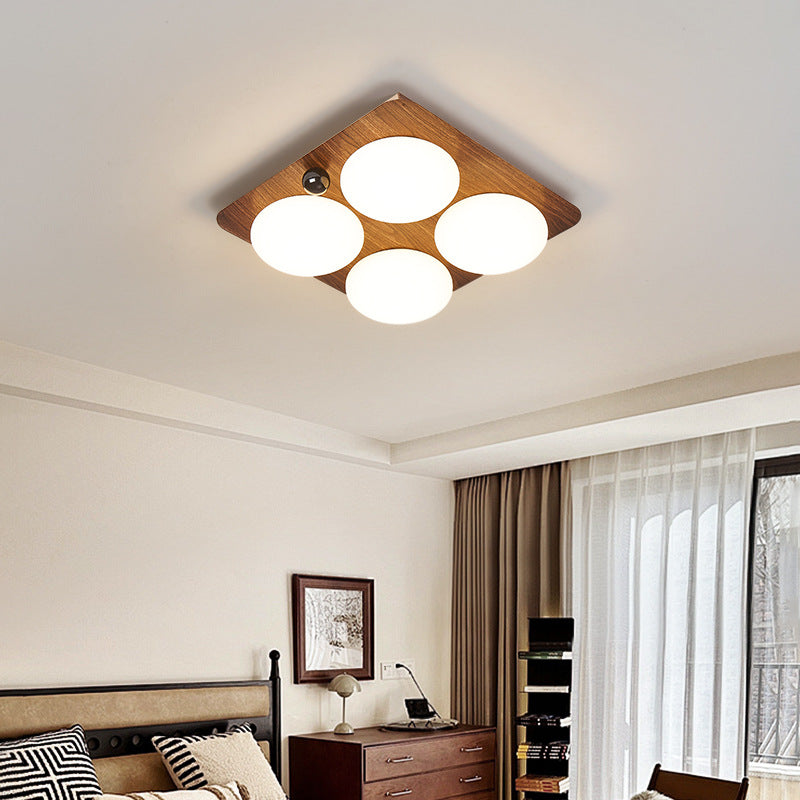 Modern Minimalist Square Round Iron PC LED Flush Mount Ceiling Light For Bedroom