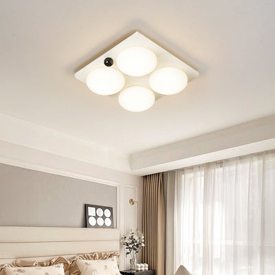 Modern Minimalist Square Round Iron PC LED Flush Mount Ceiling Light For Bedroom