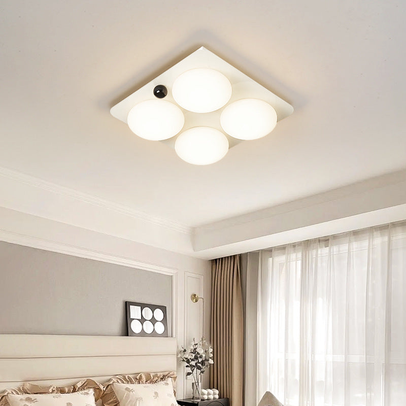 Modern Minimalist Square Round Iron PC LED Flush Mount Ceiling Light For Bedroom