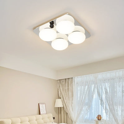 Modern Minimalist Square Round Iron PC LED Flush Mount Ceiling Light For Bedroom