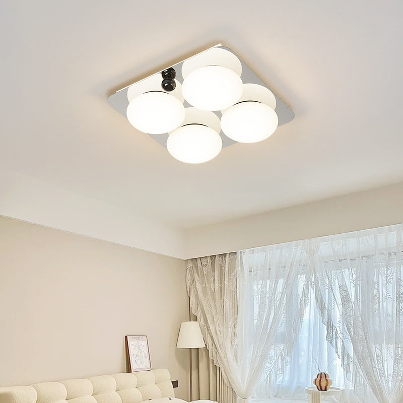 Modern Minimalist Square Round Iron PC LED Flush Mount Ceiling Light For Bedroom