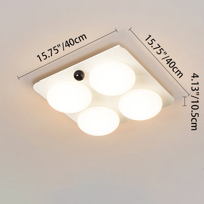 Modern Minimalist Square Round Iron PC LED Flush Mount Ceiling Light For Bedroom