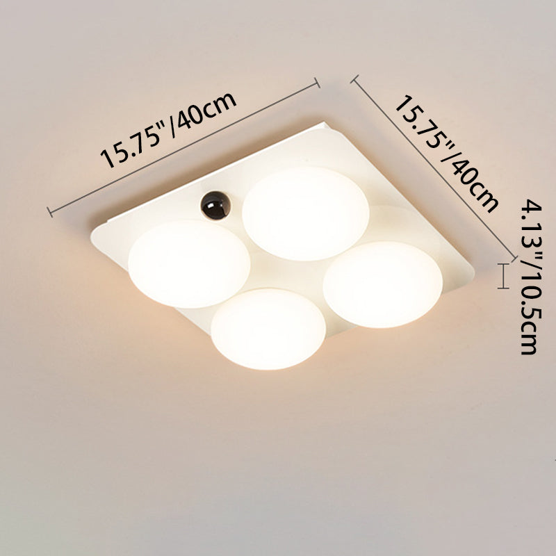Modern Minimalist Square Round Iron PC LED Flush Mount Ceiling Light For Bedroom
