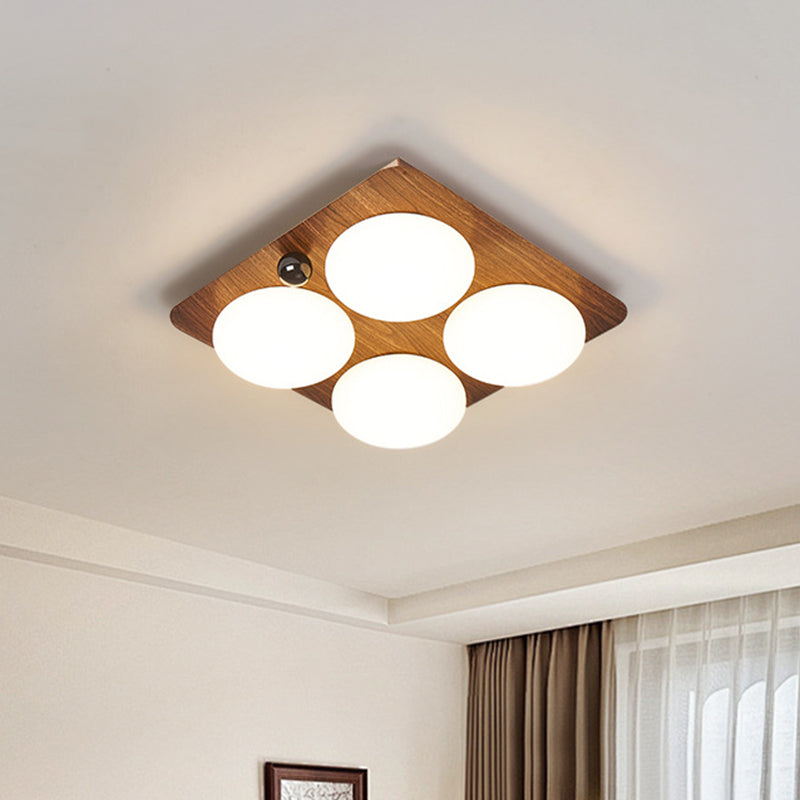Modern Minimalist Square Round Iron PC LED Flush Mount Ceiling Light For Bedroom