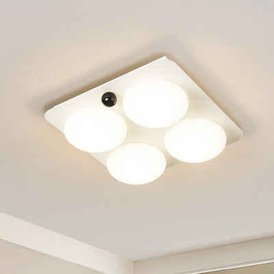 Modern Minimalist Square Round Iron PC LED Flush Mount Ceiling Light For Bedroom