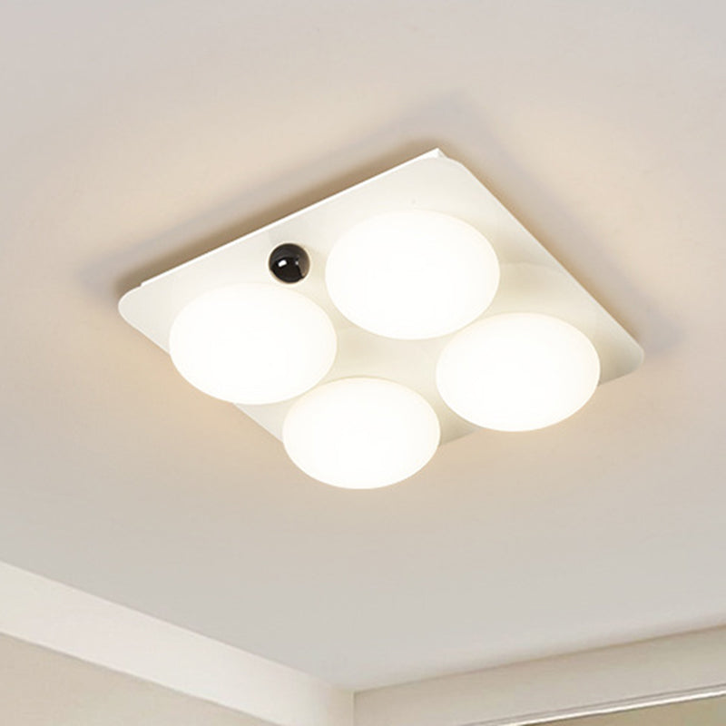 Modern Minimalist Square Round Iron PC LED Flush Mount Ceiling Light For Bedroom