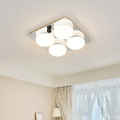 Modern Minimalist Square Round Iron PC LED Flush Mount Ceiling Light For Bedroom