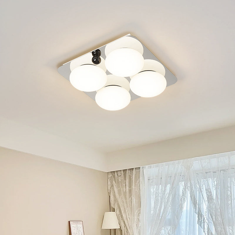Modern Minimalist Square Round Iron PC LED Flush Mount Ceiling Light For Bedroom