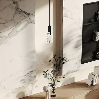 Modern Minimalist Iceberg Iron Copper Crystal LED Pendant Light For Bedroom