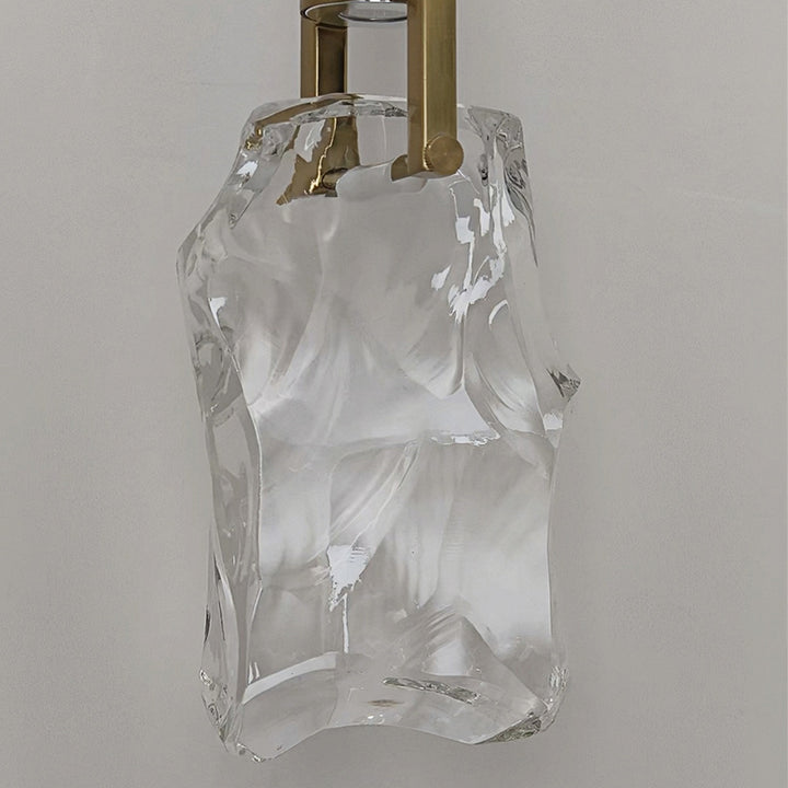 Modern Minimalist Iceberg Iron Copper Crystal LED Pendant Light For Bedroom