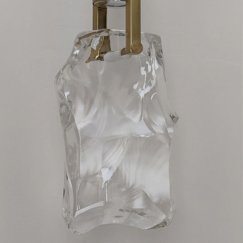 Modern Minimalist Iceberg Iron Copper Crystal LED Pendant Light For Bedroom
