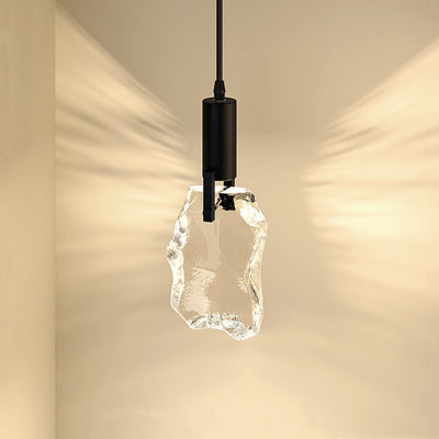 Modern Minimalist Iceberg Iron Copper Crystal LED Pendant Light For Bedroom