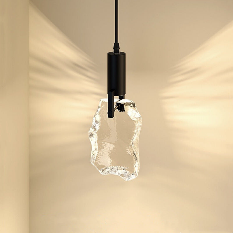 Modern Minimalist Iceberg Iron Copper Crystal LED Pendant Light For Bedroom