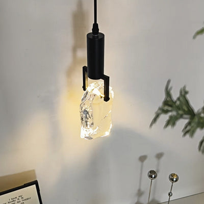 Modern Minimalist Iceberg Iron Copper Crystal LED Pendant Light For Bedroom