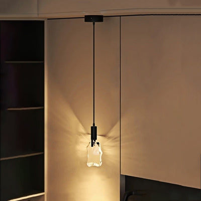 Modern Minimalist Iceberg Iron Copper Crystal LED Pendant Light For Bedroom