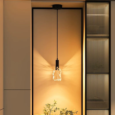 Modern Minimalist Iceberg Iron Copper Crystal LED Pendant Light For Bedroom