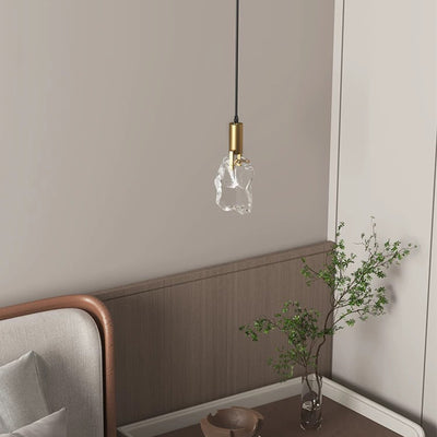 Modern Minimalist Iceberg Iron Copper Crystal LED Pendant Light For Bedroom