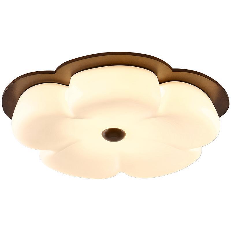 Traditionelle Vintage-Blumenform aus massivem Holz, Eisen, PE LED-Deckenleuchte für Schlafzimmer 