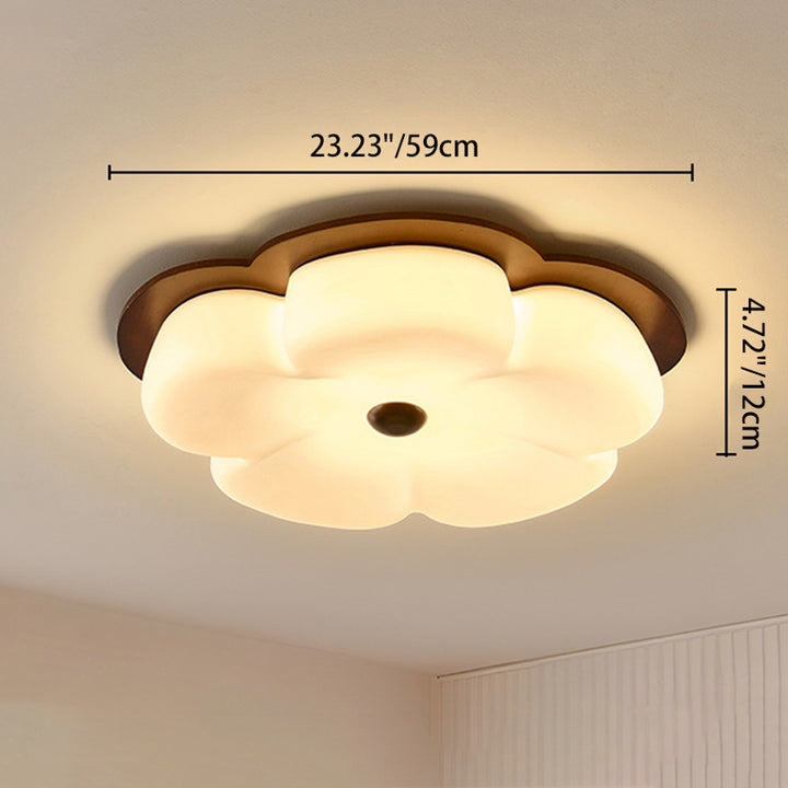 Traditionelle Vintage-Blumenform aus massivem Holz, Eisen, PE LED-Deckenleuchte für Schlafzimmer 