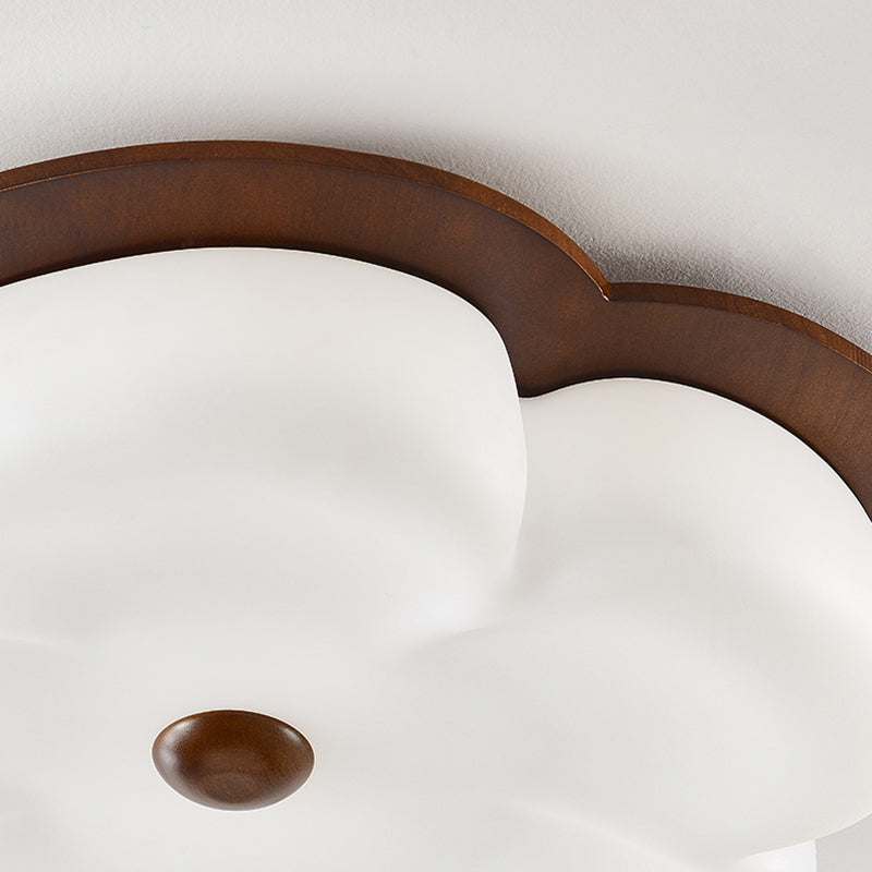 Traditionelle Vintage-Blumenform aus massivem Holz, Eisen, PE LED-Deckenleuchte für Schlafzimmer 