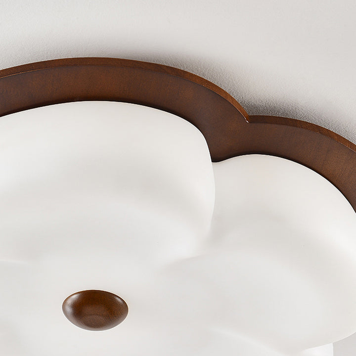 Traditionelle Vintage-Blumenform aus massivem Holz, Eisen, PE LED-Deckenleuchte für Schlafzimmer 