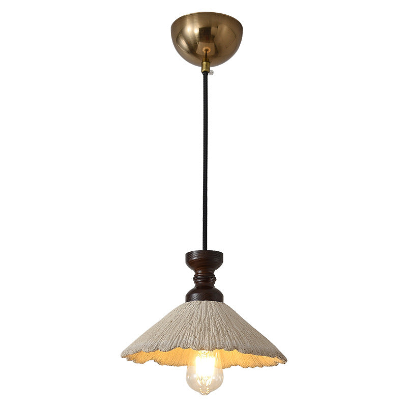 Traditioneller Vintage Kegelförmiger Kronleuchter aus massivem Holz und Eisen mit Mikrobeton 1/3-Licht für das Esszimmer 