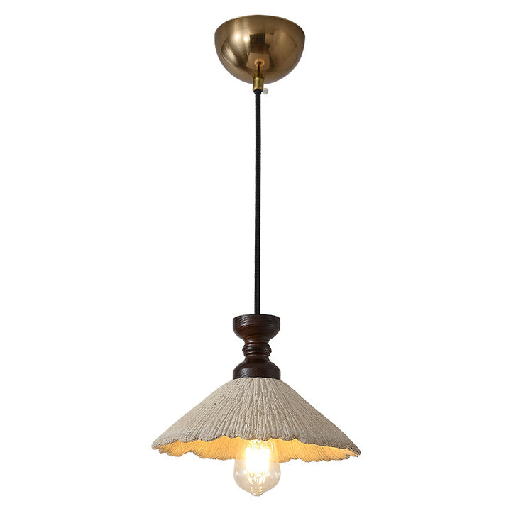 Traditioneller Vintage Kegelförmiger Kronleuchter aus massivem Holz und Eisen mit Mikrobeton 1/3-Licht für das Esszimmer 