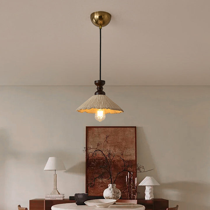 Traditioneller Vintage Kegelförmiger Kronleuchter aus massivem Holz und Eisen mit Mikrobeton 1/3-Licht für das Esszimmer 