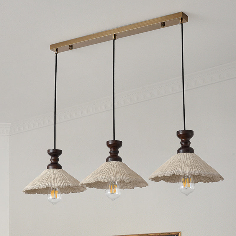 Traditioneller Vintage Kegelförmiger Kronleuchter aus massivem Holz und Eisen mit Mikrobeton 1/3-Licht für das Esszimmer 
