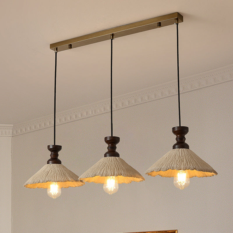 Traditioneller Vintage Kegelförmiger Kronleuchter aus massivem Holz und Eisen mit Mikrobeton 1/3-Licht für das Esszimmer 