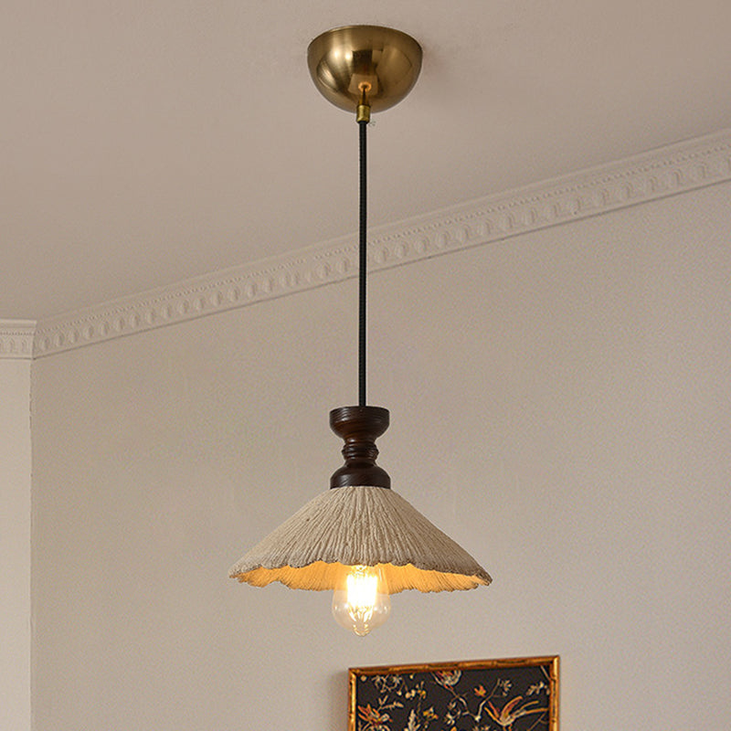 Traditioneller Vintage Kegelförmiger Kronleuchter aus massivem Holz und Eisen mit Mikrobeton 1/3-Licht für das Esszimmer 